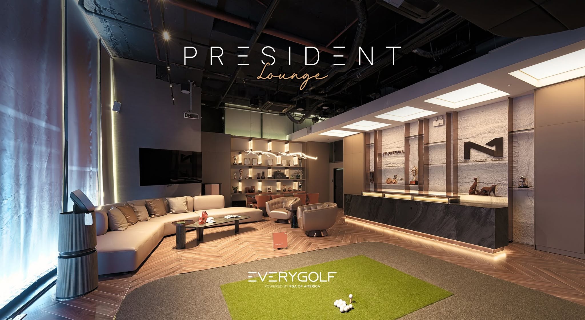 Không gian phòng golf 3D Trackman tại Everygolf President Lounge